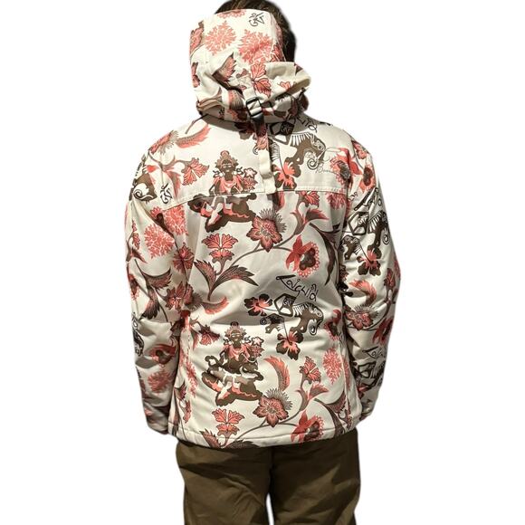 Liquid Boardwear ski jacket in cream & floral with removable hood size XS - Picture 2 of 16
